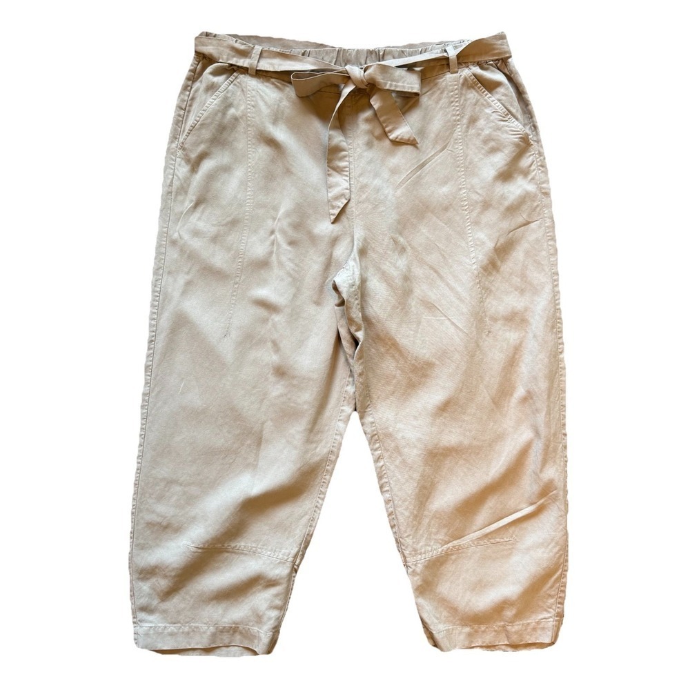 Eileen Fisher Natural  Linen Blend Pull On Lantern Ankle Pants Womens Size XL